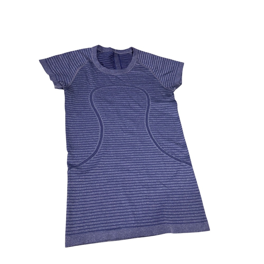 Lululemon Swiftly Tech Short Sleeve Women 6 Purple Striped Athletic EUC